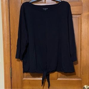 Talbots Black 3/4 length sleeve tee with tie front detailing. Super cute!